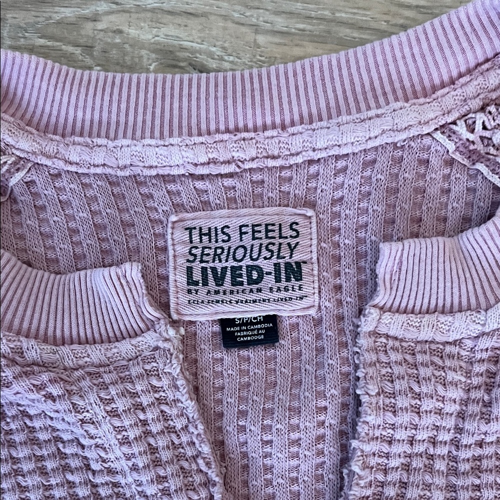 American Eagle Outfitters Lavender Waffle Knit Textured Hoodie